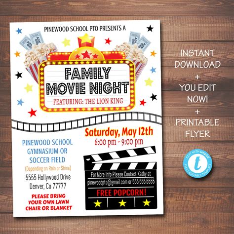 family  night event flyer tidylady printables