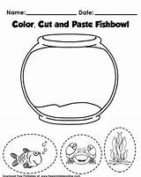 Paste Cut Color Summer Activities Kids Crafts Activity Worksheet Printable Coloring Paper Printables Fishbowl Templates Worksheets Fish Craft Bowl Freeprintableonline sketch template
