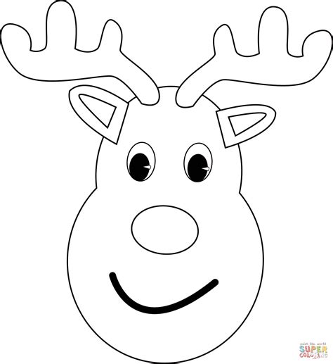 christmas reindeer head coloring page  printable coloring pages