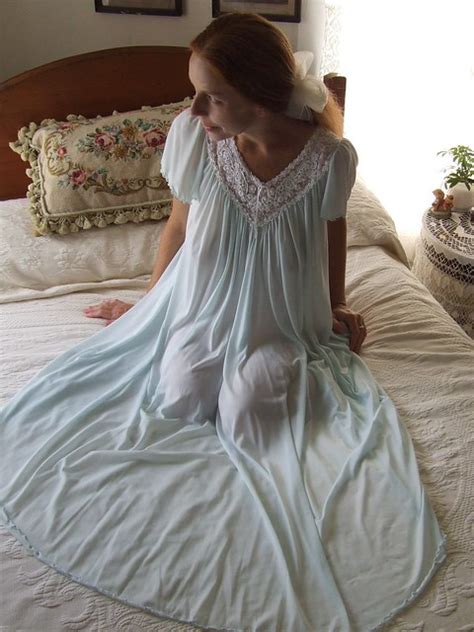 miss elaine pale blue short sleeved nightgown 3 a photo