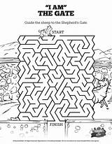 Bible Kids Activities Maze Mazes John Am Door Sunday School Church Printable Lesson Coloring Activity Pages Sheets Sheep Beautiful Worksheets sketch template