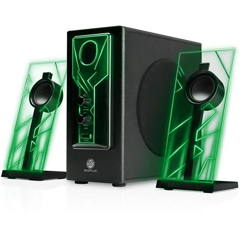gogroove basspulse computer speakers stereo sound system  green led