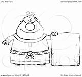 Chubby Monk Clipart Cartoon Tablet Outlined Coloring Vector Thoman Cory Royalty sketch template