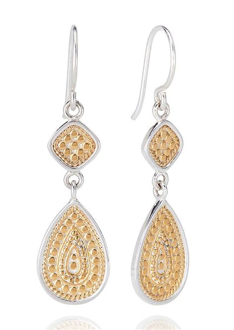 Anna Beck Signature Beaded Double Drop Earrings Gold
