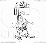 Christmas Clipart Elf Outline Running Coloring Illustration Happy Royalty Gift Rf Toon Hit sketch template