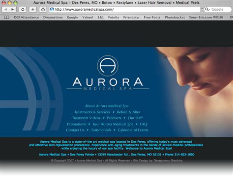 aurora medical spa website front cover designosaur graphics