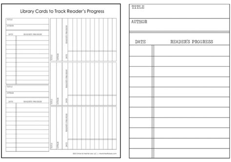 library cards track  kids reading progress  printable