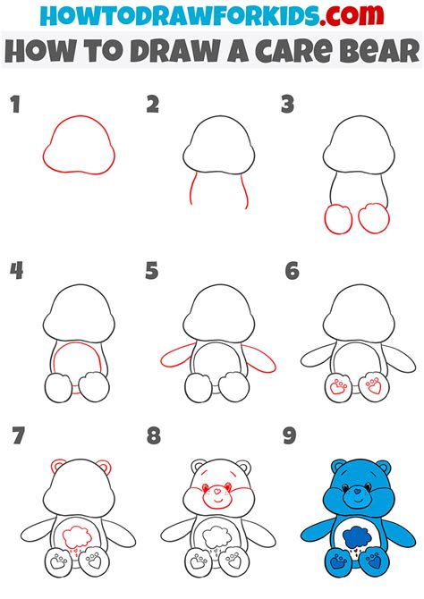draw  care bear easy drawing tutorial  kids