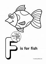 Letter Coloring Alphabet Pages Printable Words Kids Abc Worksheets Letters Printables Preschool Fish sketch template