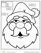Christmas Santa Color Number Worksheet Activities Worksheets Coloring Math Pages Preschool Claus Kids Printables Colors Kindergarten Choose Board Practice Crafts sketch template