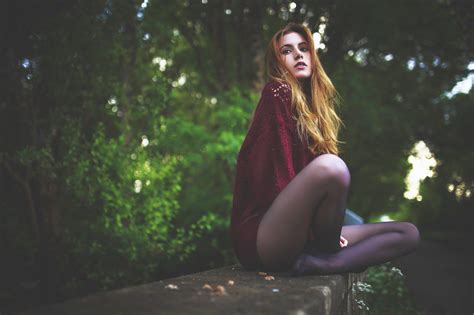 women model redhead pantyhose women outdoors hd