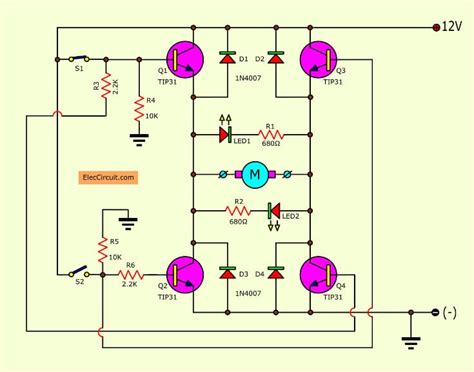 rotate dc motor   direction  circuit ideas eleccircuitcom