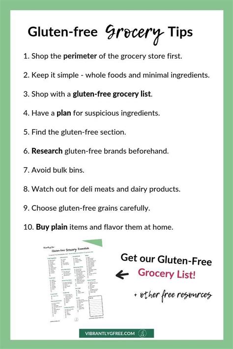 printable gluten  grocery list  tips vibrantly