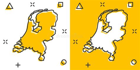 vector cartoon netherlands map icon in comic style netherlands sign