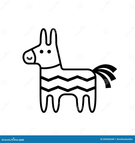 pinata donkey outline flat icon stock vector illustration