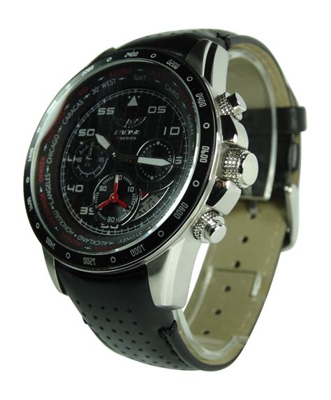 aviator  mens military quartz pilot chronograph black leather strap wristwatch  series