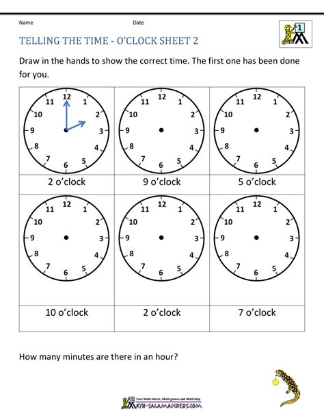 telling time worksheets oclock