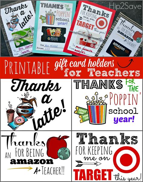 printable gift card holders  teacher gifts printable gift