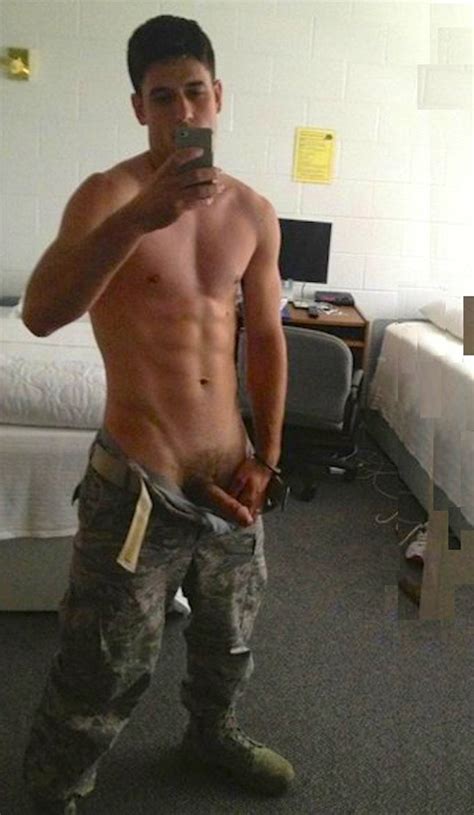 military man pulled his erect cock out just nude men