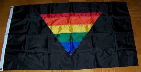 Rainbow Triangle On Black Nylon Flag 3 X 5
