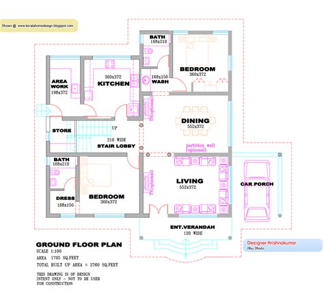 kerala villa design plan and elevation 2760 sq feet