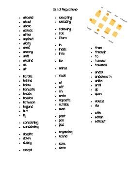 grade preposition list printable hrzus