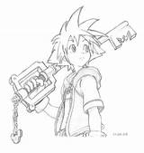 Kingdom Hearts Sora Draw Coloring Sketch Pages Stuff sketch template