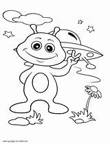 Coloring Pages Alien Printable Boys Space Earth Kids Print sketch template