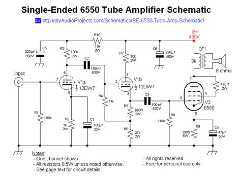 stereo tube amplifier circuit diagram