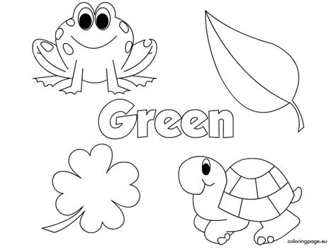 color green coloring page color worksheets  preschool