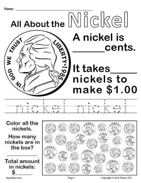 kindergarten coin worksheets