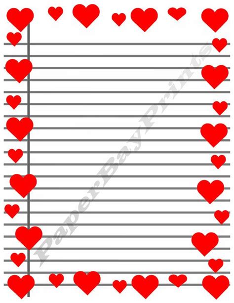 printable heart border writing paper writing paper  etsy