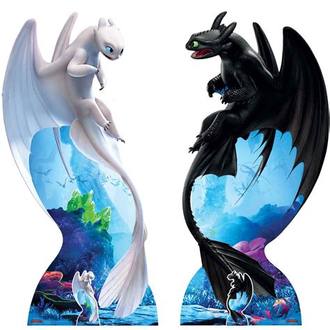 toothless  light fury official cardboard cutout set