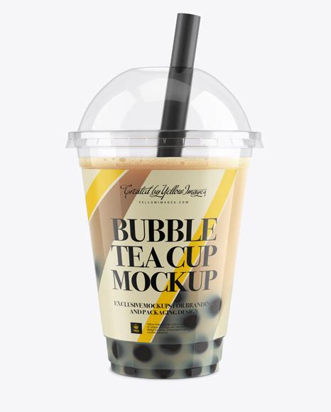 chocolate bubble tea cup mockup front view  cup bowl mockups  yellow images object mockups