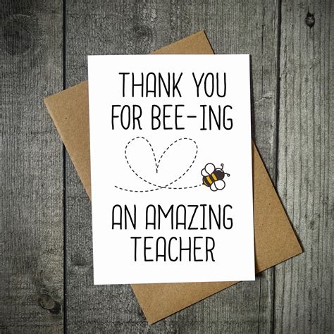 bee ing  amazing teacher teacher card  etsy uk