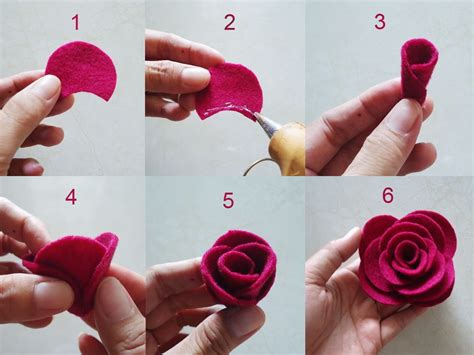 mudah membuat bunga mawar  flanel  gambar bunga kain