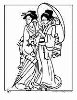 Geisha Coloring Pages Princess Adult Japanese Drawing Kids Choose Board Patterns sketch template