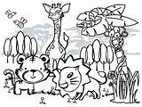 Coloring Animals Forest Cartoon Animal Pages Jungle Cute Zoo Collage Color Baby Getcolorings Preschool Kids Fun Hello Printable Print sketch template