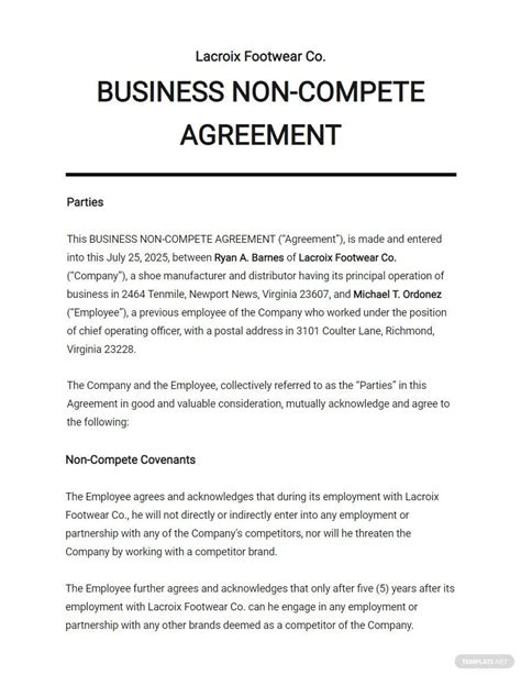 sample  compete agreement template google docs word apple pages