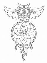 Catcher Dream Pages Coloring Mandalas Owl sketch template