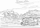 Wohnmobil Malvorlage Ausmalbilder Camping Bergen Berge Kleurplaat Wohnwagen Kleurplaten Wohnmobile öffnen sketch template
