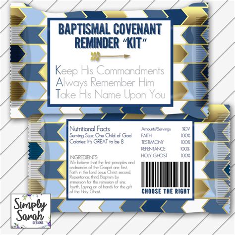 lds baptism kit kat candy tag card digital printable navy etsy