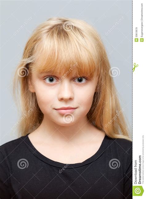 portrait of little caucasian ordinary girl stock image image of european calm 33613679