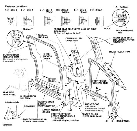 honda odyssey door parts diagram