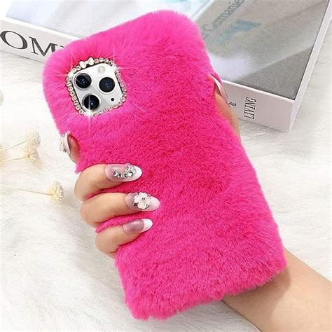 l fadnut for iphone 11 case cute girly faux fur case with