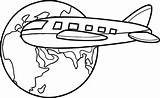 Globe Airplane Happy sketch template