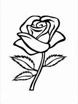 Rose Coloring Pages Easy Flower Printable Stencil Drawing Choose Board sketch template