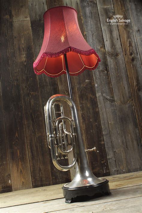 repurposed vintage euphonium floor lamp