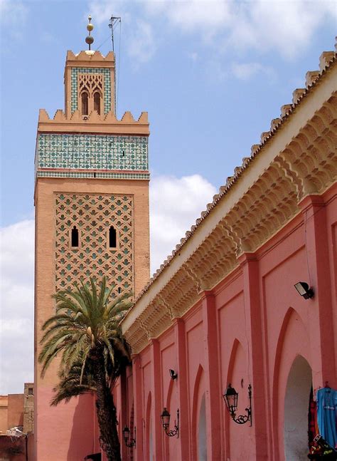minaret  kasbah mosque  marrakech morocco encircle