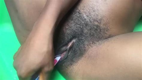hairy ebony teen uses toothbrush and squirt massively porn